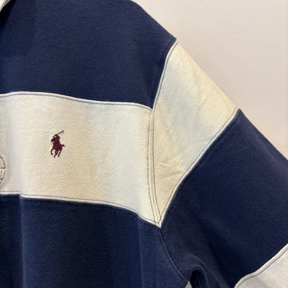 00's Polo by Ralph Lauren ラルフローレン ボーダーラガーシャツ 白×ネイビー(L)/A7772T-SO