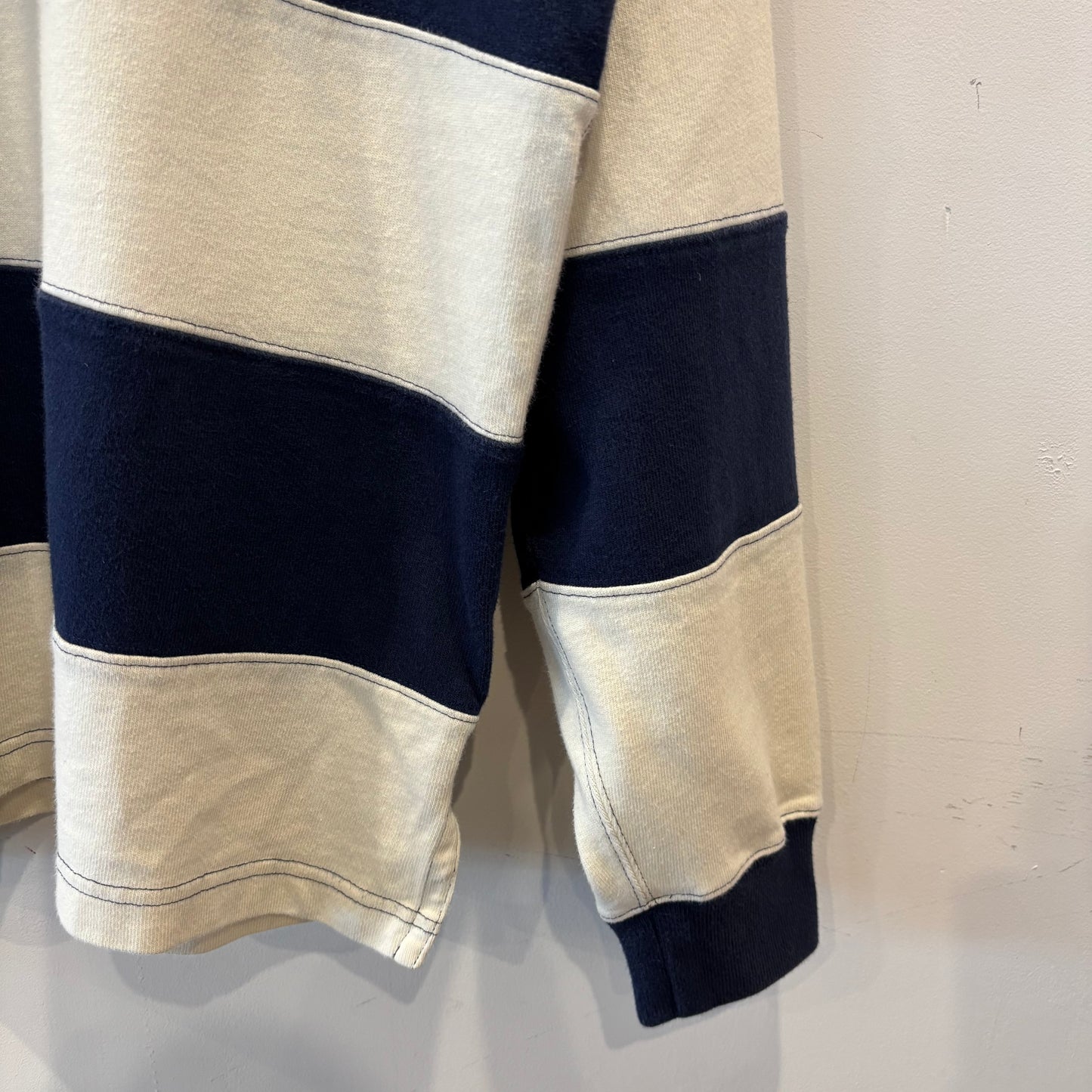 00's Polo by Ralph Lauren ラルフローレン ボーダーラガーシャツ 白×ネイビー(L)/A7772T-SO