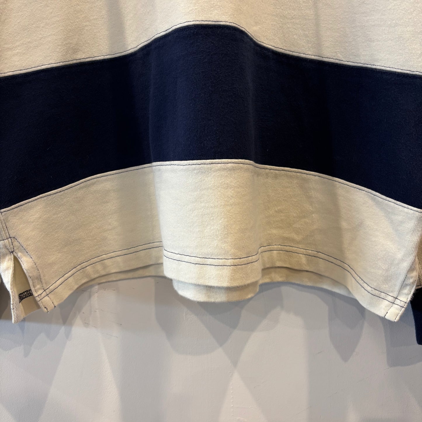 00's Polo by Ralph Lauren ラルフローレン ボーダーラガーシャツ 白×ネイビー(L)/A7772T-SO