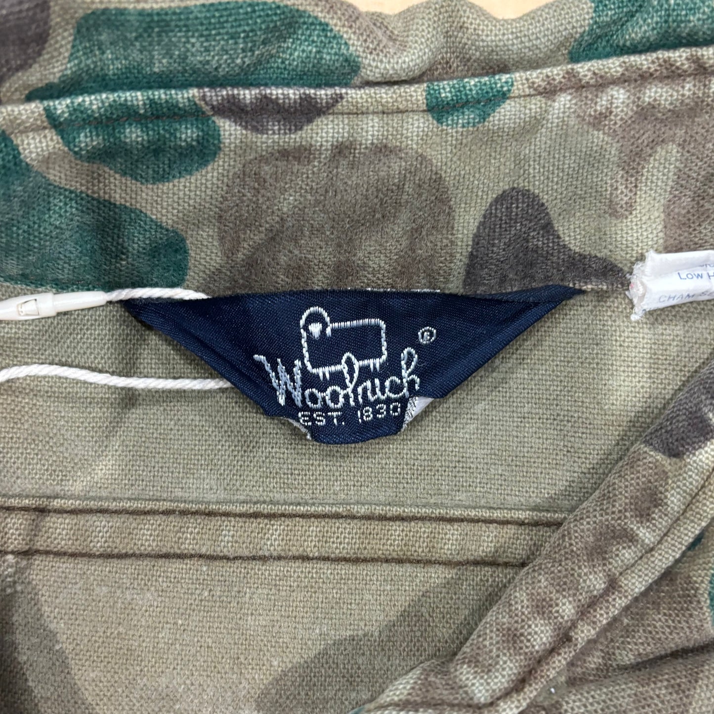 80's Wool Rich ダックハンターカモ コットンシャツ 茶緑黄土 (L)/A9002S-SO