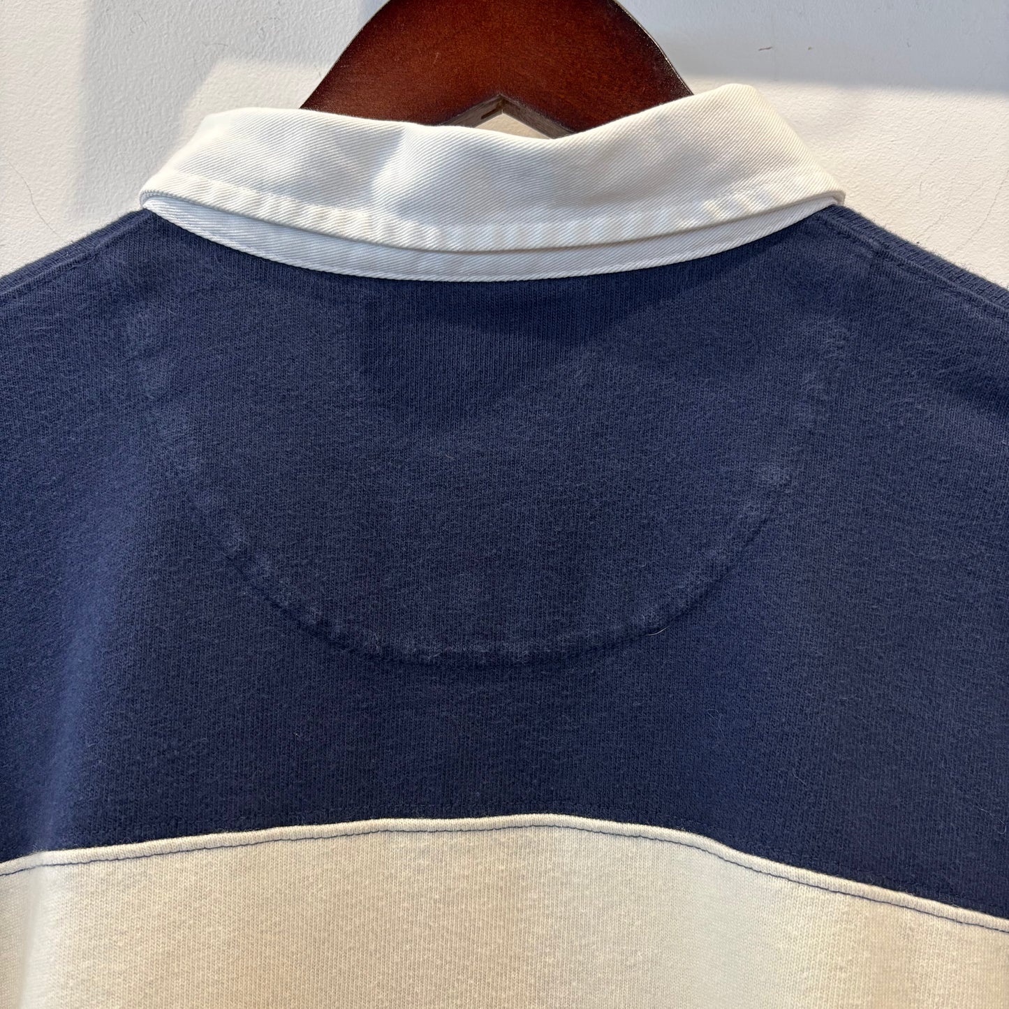 00's Polo by Ralph Lauren ラルフローレン ボーダーラガーシャツ 白×ネイビー(L)/A7772T-SO