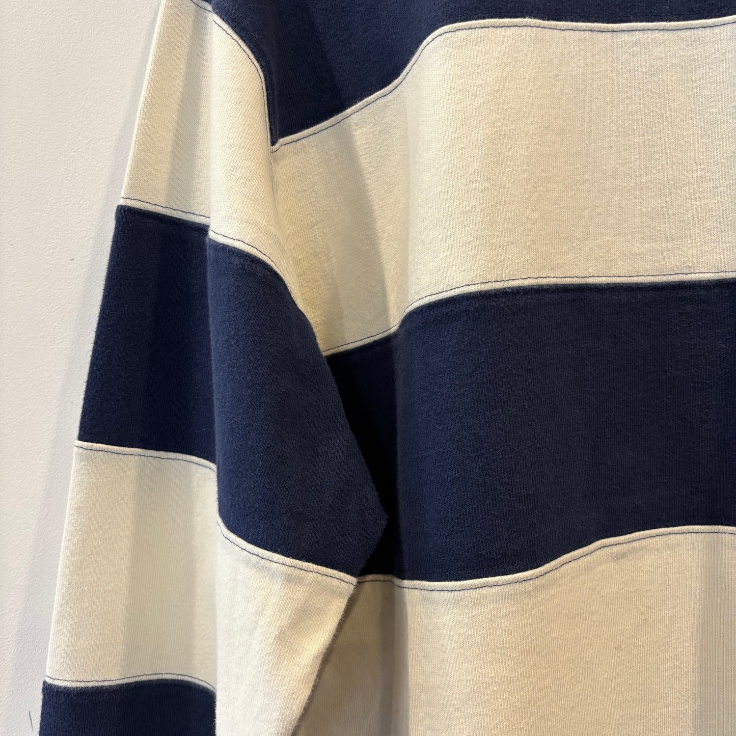 00's Polo by Ralph Lauren ラルフローレン ボーダーラガーシャツ 白×ネイビー(L)/A7772T-SO