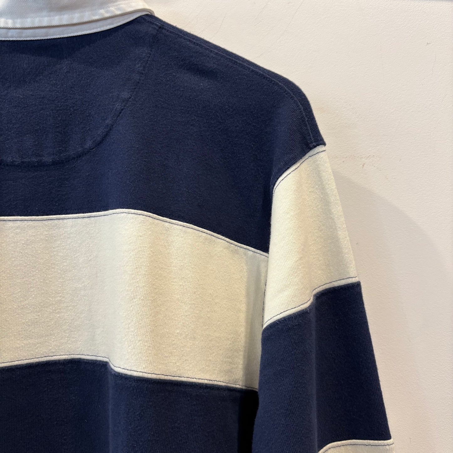00's Polo by Ralph Lauren ラルフローレン ボーダーラガーシャツ 白×ネイビー(L)/A7772T-SO