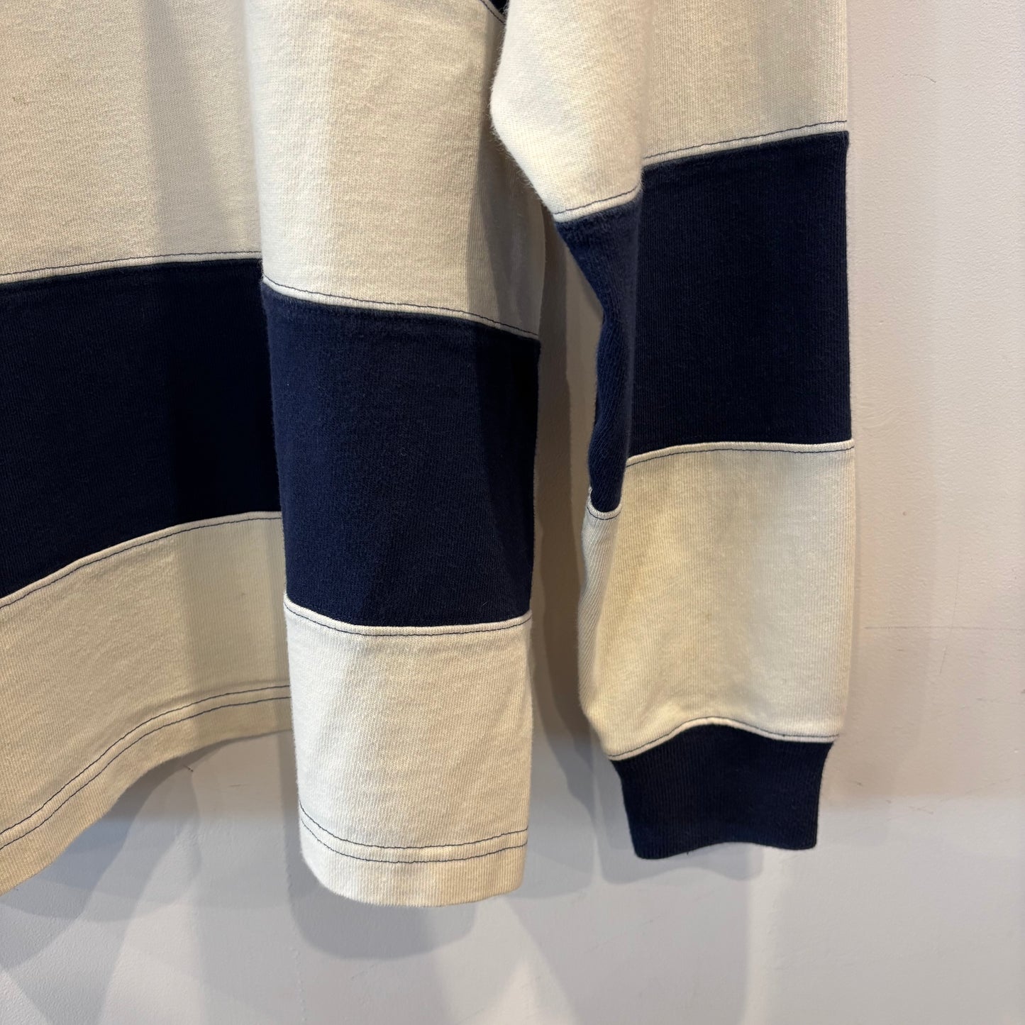 00's Polo by Ralph Lauren ラルフローレン ボーダーラガーシャツ 白×ネイビー(L)/A7772T-SO