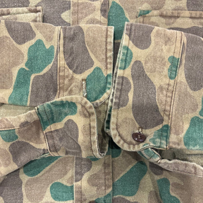 80's Wool Rich ダックハンターカモ コットンシャツ 茶緑黄土 (L)/A9002S-SO