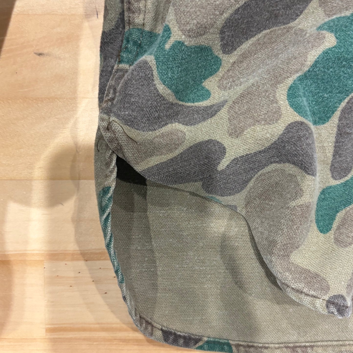 80's Wool Rich ダックハンターカモ コットンシャツ 茶緑黄土 (L)/A9002S-SO