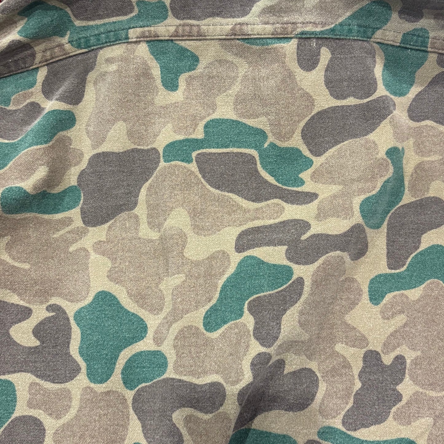 80's Wool Rich ダックハンターカモ コットンシャツ 茶緑黄土 (L)/A9002S-SO