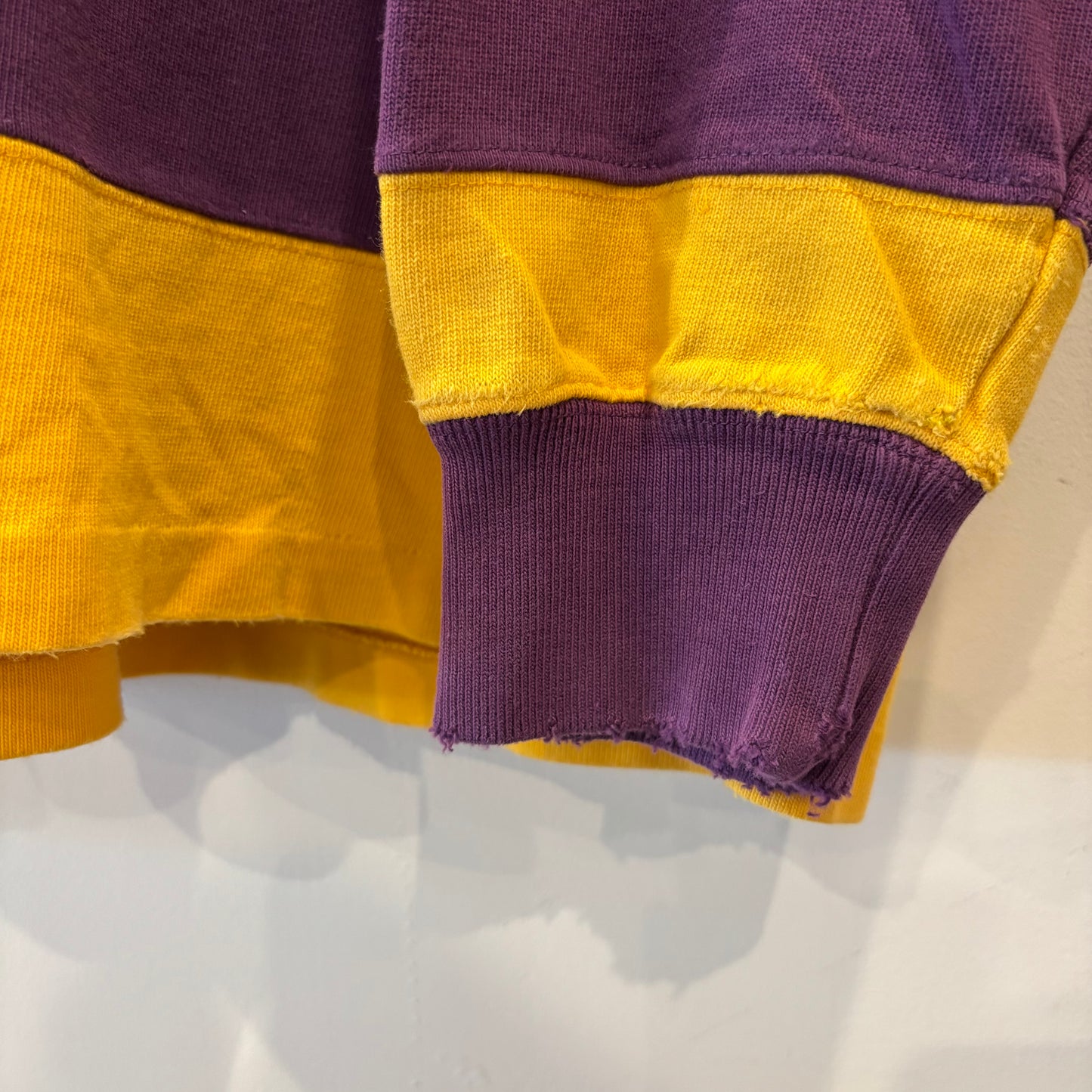90's Polo Sport ポロスポーツ ボーダーラガーシャツ パープル×イエロー (L)/B0096S-SO