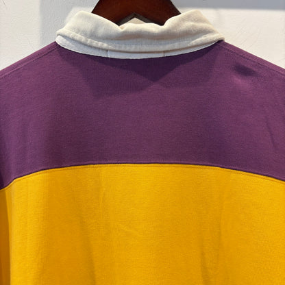 90's Polo Sport ポロスポーツ ボーダーラガーシャツ パープル×イエロー (L)/B0096S-SO