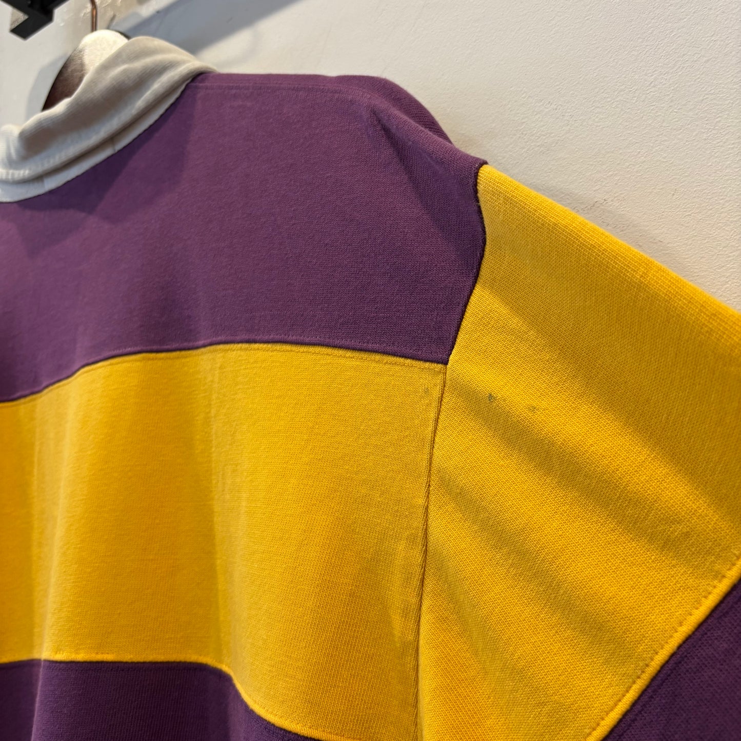 90's Polo Sport ポロスポーツ ボーダーラガーシャツ パープル×イエロー (L)/B0096S-SO