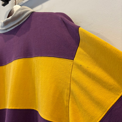 90's Polo Sport ポロスポーツ ボーダーラガーシャツ パープル×イエロー (L)/B0096S-SO