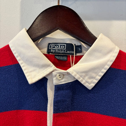 00's Polo by ralph lauren ラルフローレン ボーダーラガーシャツ 赤×ネイビー(L)/B0100T-SO
