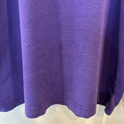 90's Lands'end ランズエンド ラガーシャツ 袖ボーダー 紫(L)/A7872T-SO