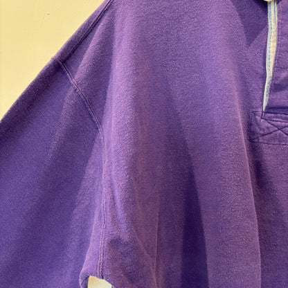 90's Lands'end ランズエンド ラガーシャツ 袖ボーダー 紫(L)/A7872T-SO