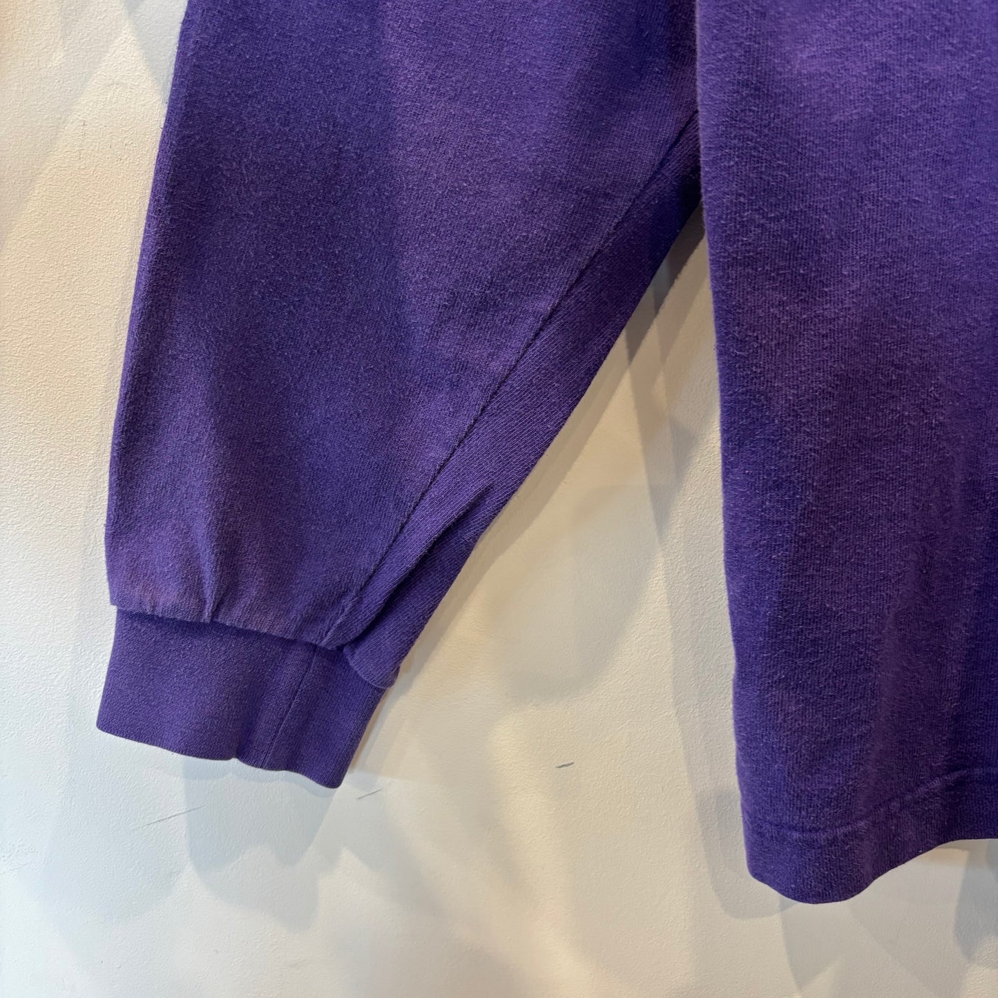 90's Lands'end ランズエンド ラガーシャツ 袖ボーダー 紫(L)/A7872T-SO