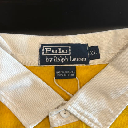 00's Ralph Lauren 半袖ラガーシャツ ポロシャツ 黄白紺 (XL)/B2503T-SO