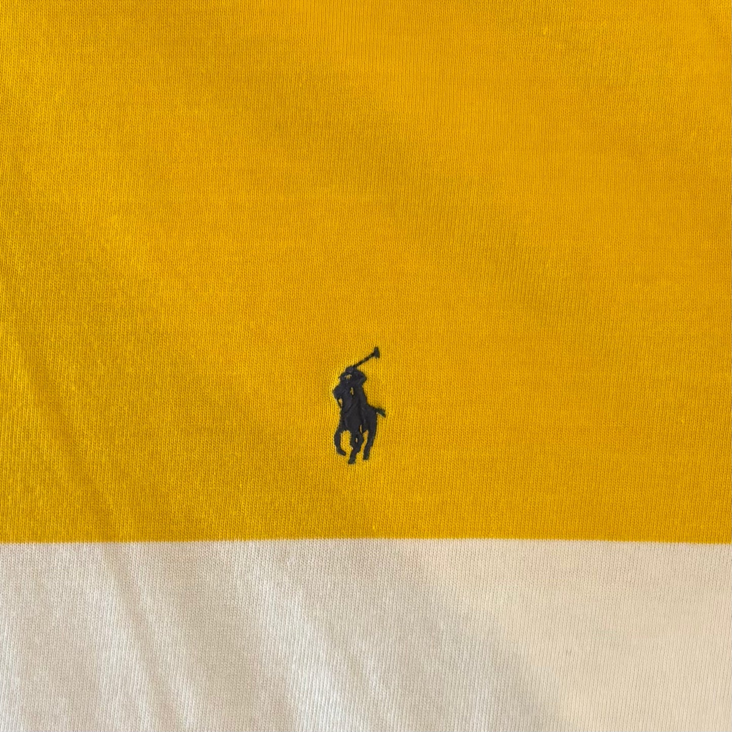 00's Ralph Lauren 半袖ラガーシャツ ポロシャツ 黄白紺 (XL)/B2503T-SO