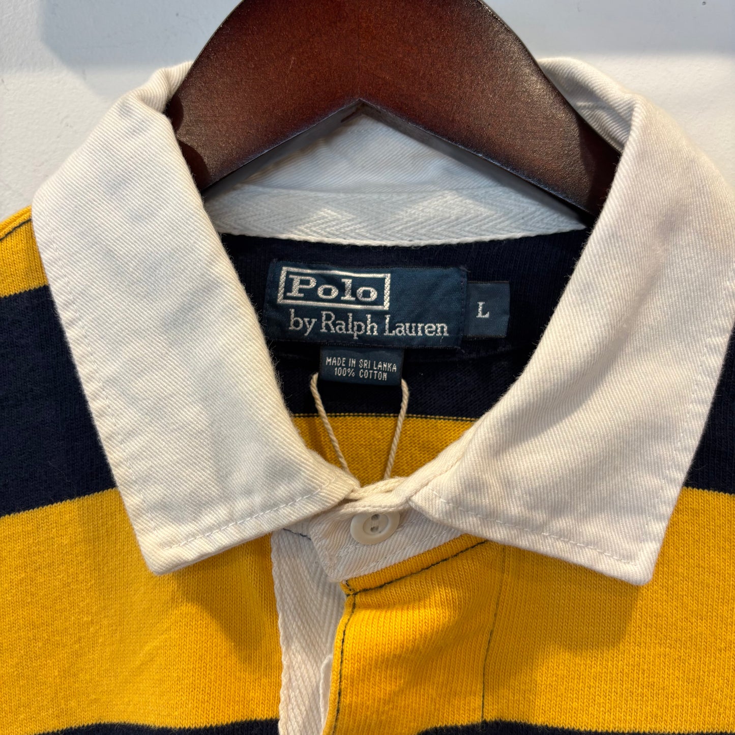 00's Polo by ralph lauren ラルフローレン ボーダーラガーシャツ ネイビー×黄(L)/B0537T-SO
