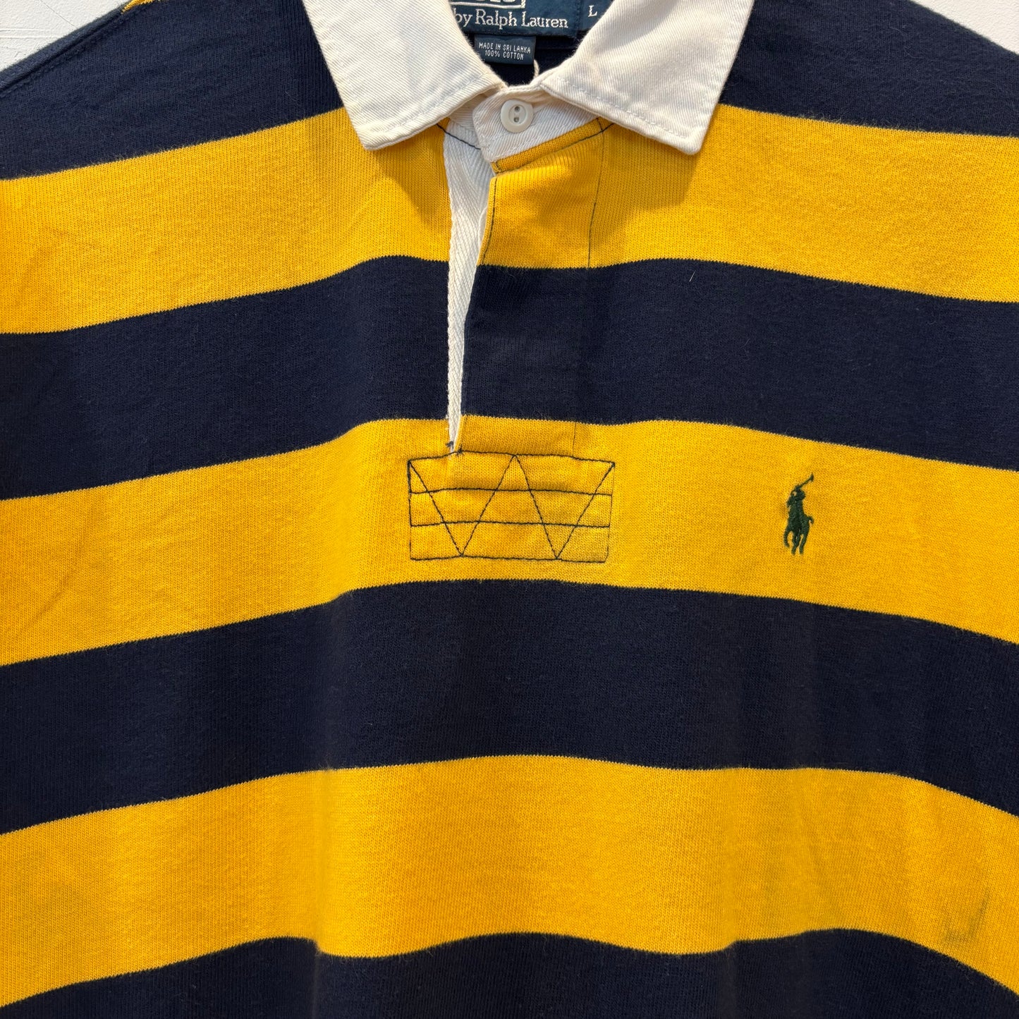 00's Polo by ralph lauren ラルフローレン ボーダーラガーシャツ ネイビー×黄(L)/B0537T-SO