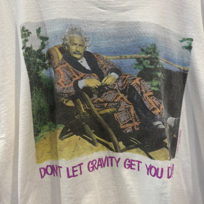 90's アインシュタイン "Don't let Gravity Get You Down!" アートTシャツ 白 (XL)/B3602T-SO