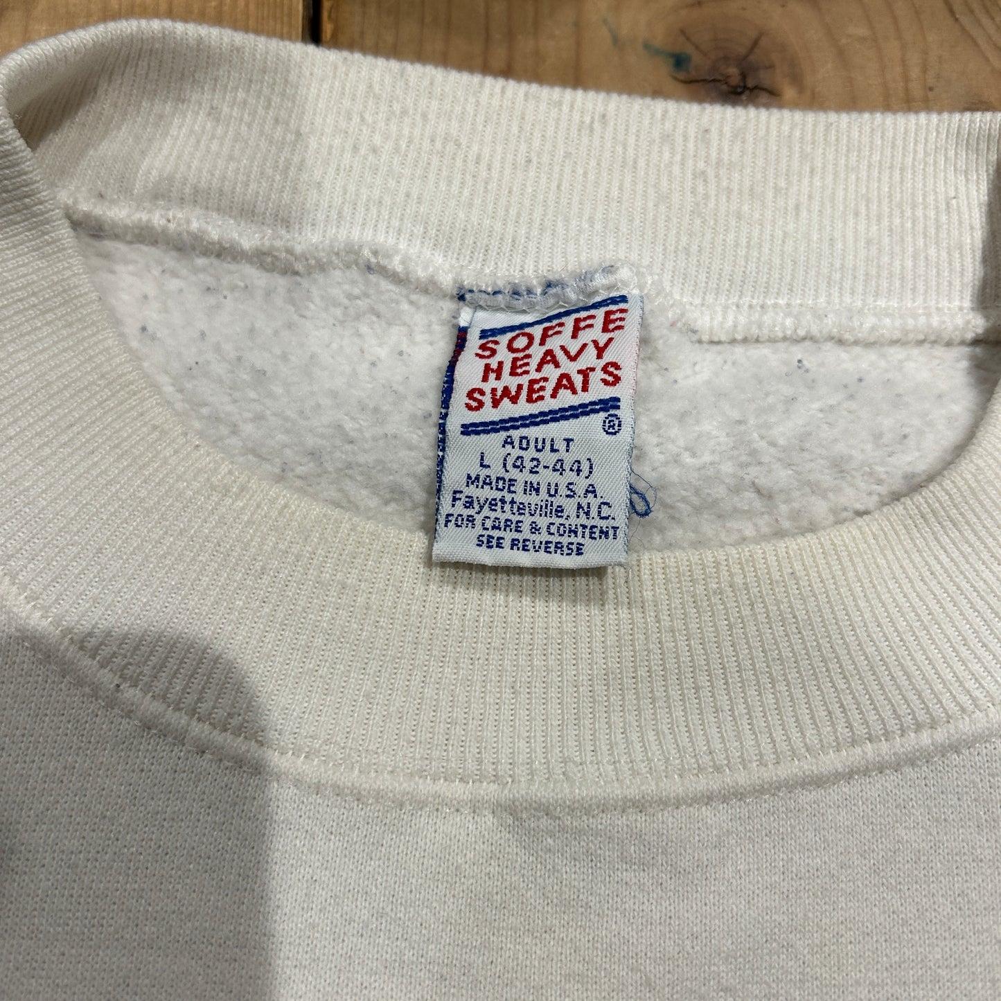 90's SOFEE USNAVY 刺繍ロゴラインスウェット 白紺(L)/B2355S-SO