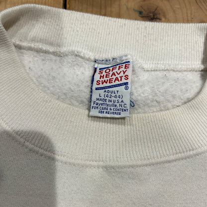 90's SOFEE USNAVY 刺繍ロゴラインスウェット 白紺(L)/B2355S-SO