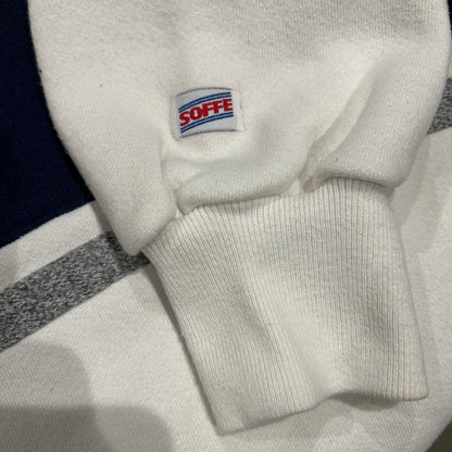 90's SOFEE USNAVY 刺繍ロゴラインスウェット 白紺(L)/B2355S-SO
