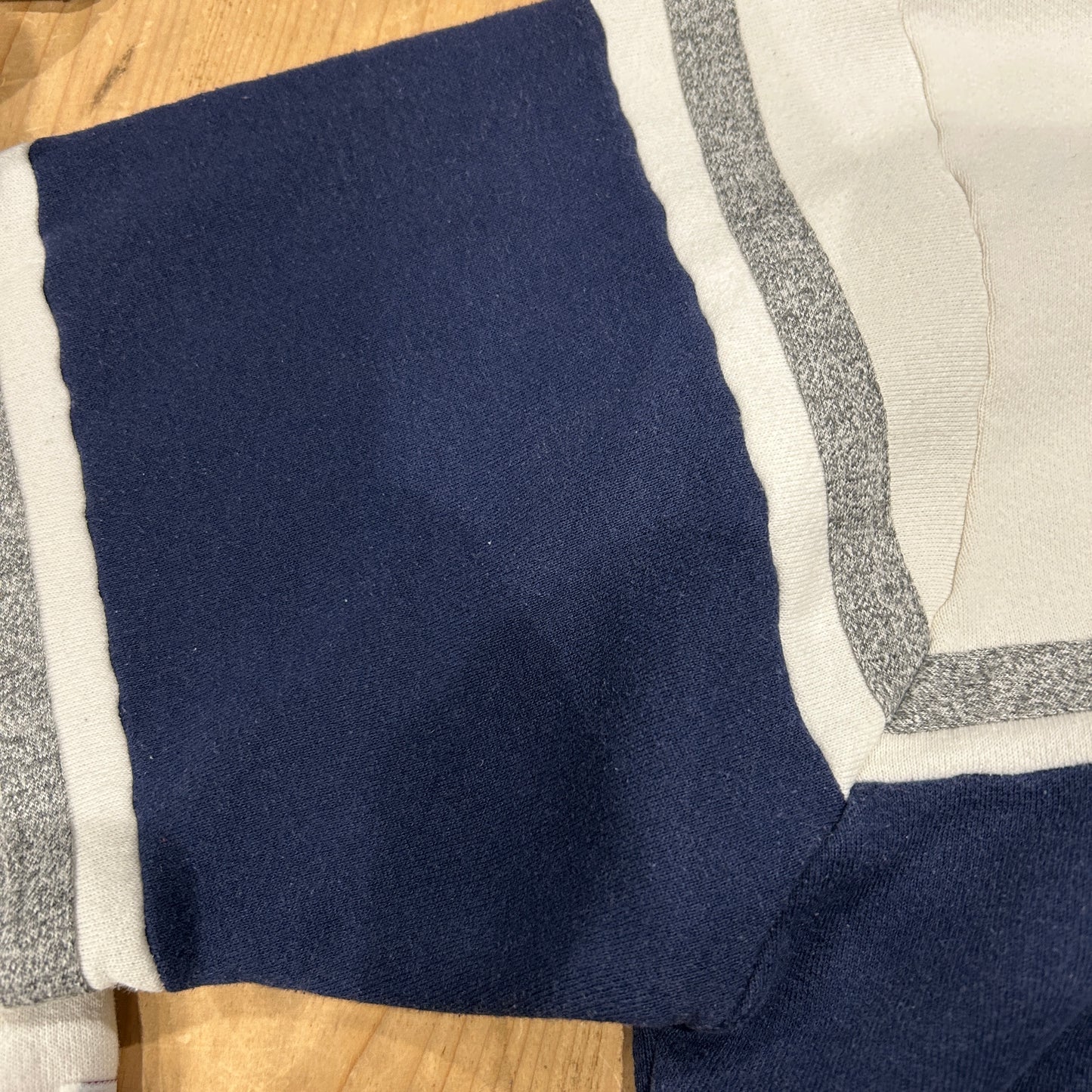 90's SOFEE USNAVY 刺繍ロゴラインスウェット 白紺(L)/B2355S-SO