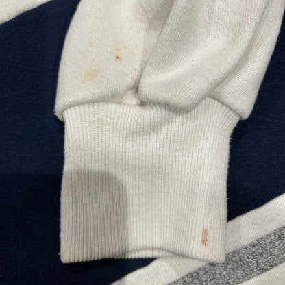 90's SOFEE USNAVY 刺繍ロゴラインスウェット 白紺(L)/B2355S-SO