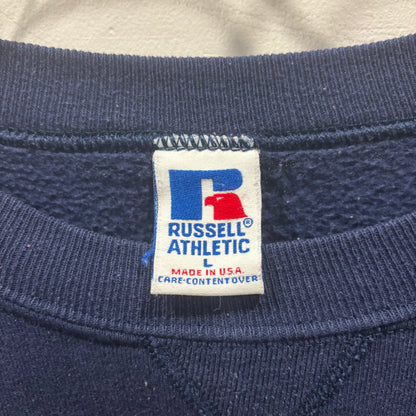90's Russell Athletic ラッセルアスレティック "Georgia Tech" ジョージア工科大学 カレッジ スウェット 前Vガゼット仕様 ネイビー(L)/B4137R-SO
