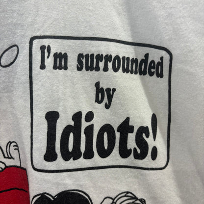 90's スヌーピー&フレンズ "I'm surrounded by Idiots!" キャラクターTシャツ 白 (XL)/C0857T-SO