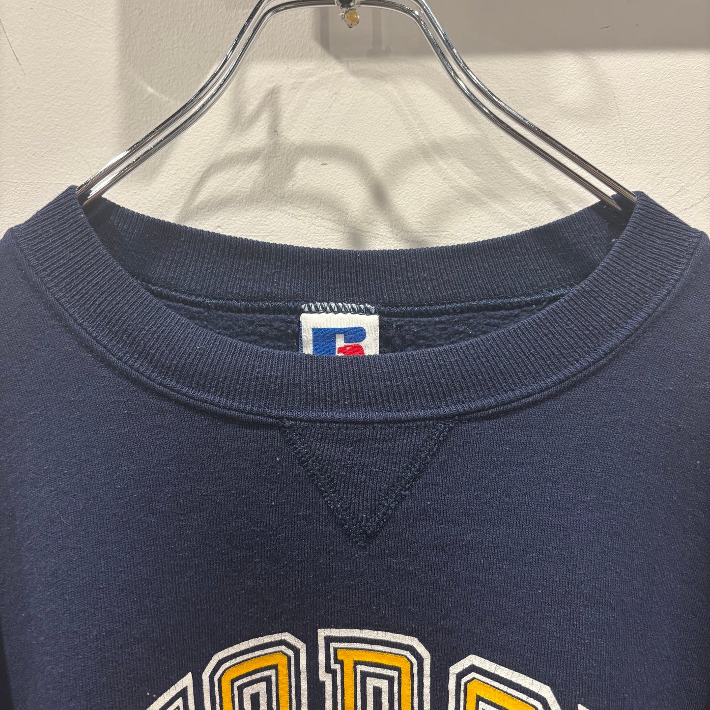 90's Russell Athletic ラッセルアスレティック "Georgia Tech" ジョージア工科大学 カレッジ スウェット 前Vガゼット仕様 ネイビー(L)/B4137R-SO