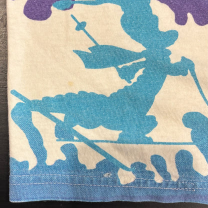 00's Walt Disney World ブリザードビーチ ボーダーTシャツ 白紫青 (サイズ不明)/A6498T-SO