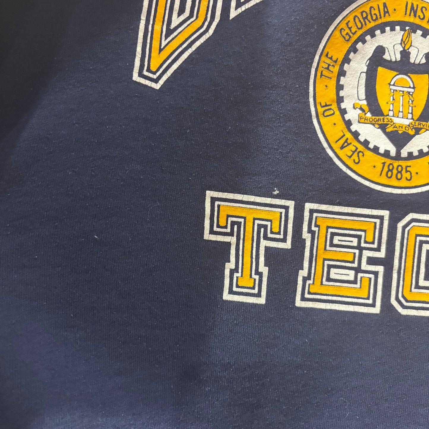 90's Russell Athletic ラッセルアスレティック "Georgia Tech" ジョージア工科大学 カレッジ スウェット 前Vガゼット仕様 ネイビー(L)/B4137R-SO