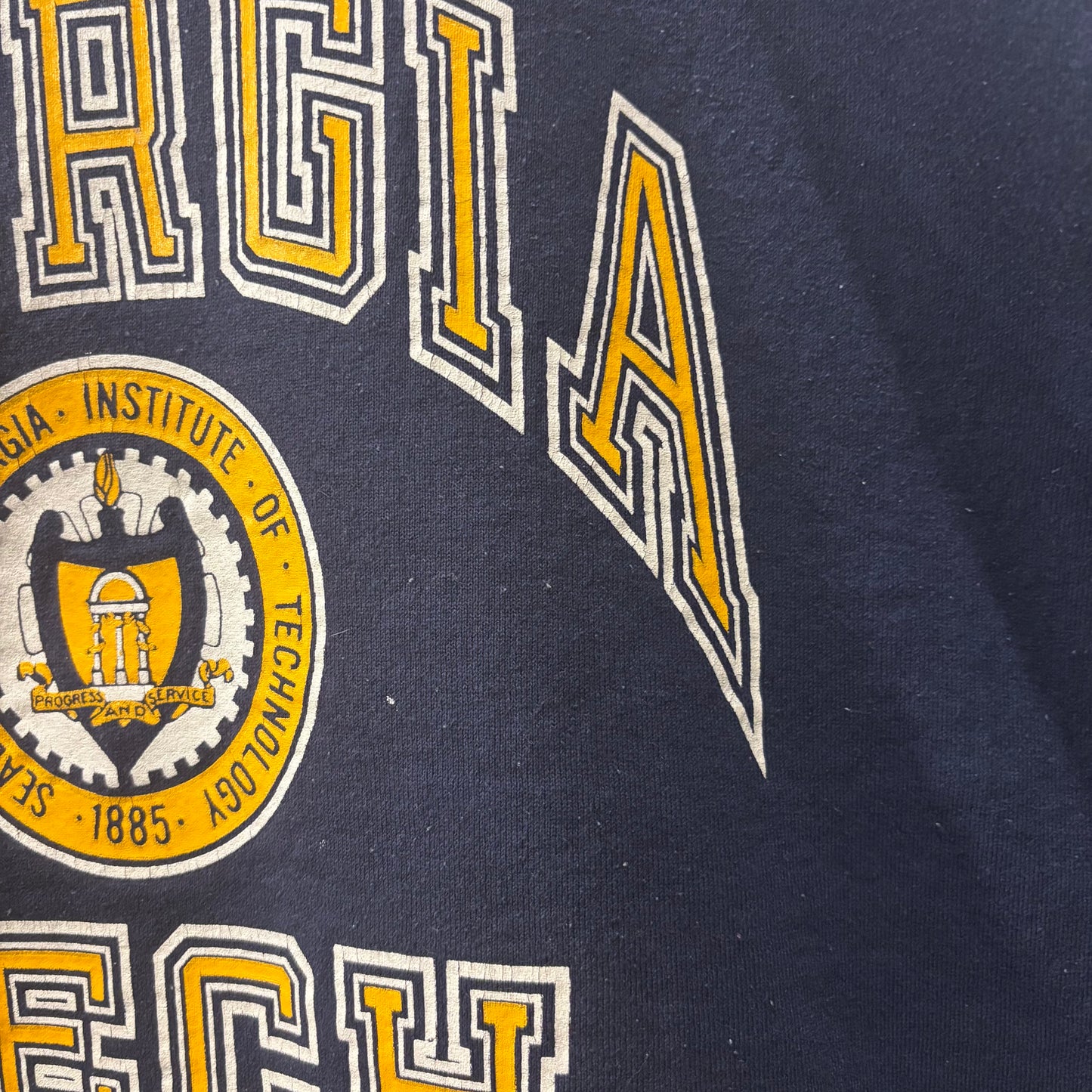 90's Russell Athletic ラッセルアスレティック "Georgia Tech" ジョージア工科大学 カレッジ スウェット 前Vガゼット仕様 ネイビー(L)/B4137R-SO