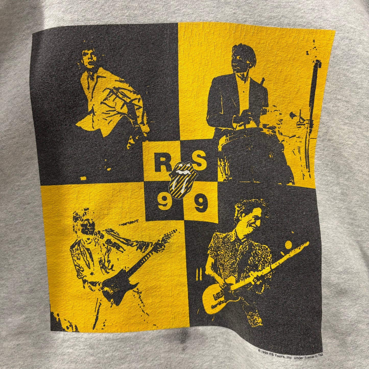 90's FRUIT OF THE LOOM フルーツオブザルーム The Rolling Stones ザ・ローリング・ストーンズ 1999「No Security Tour」オリジナル チェッカー柄メンバープリントスウェット リバースタイプ グレー系(L)/B1477R-SO