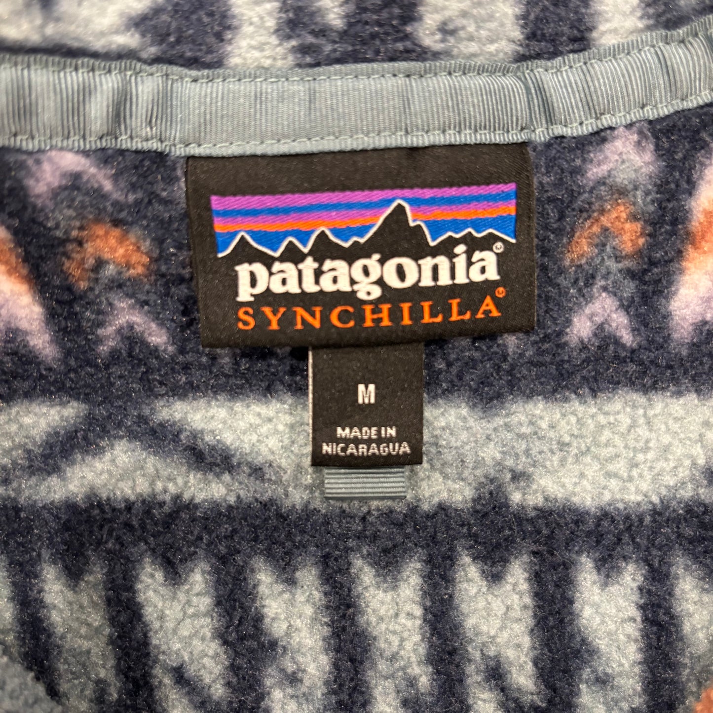Patagonia パタゴニア スナップT ネイティブ柄 フリース ブルーグレー M /A8898F-SO