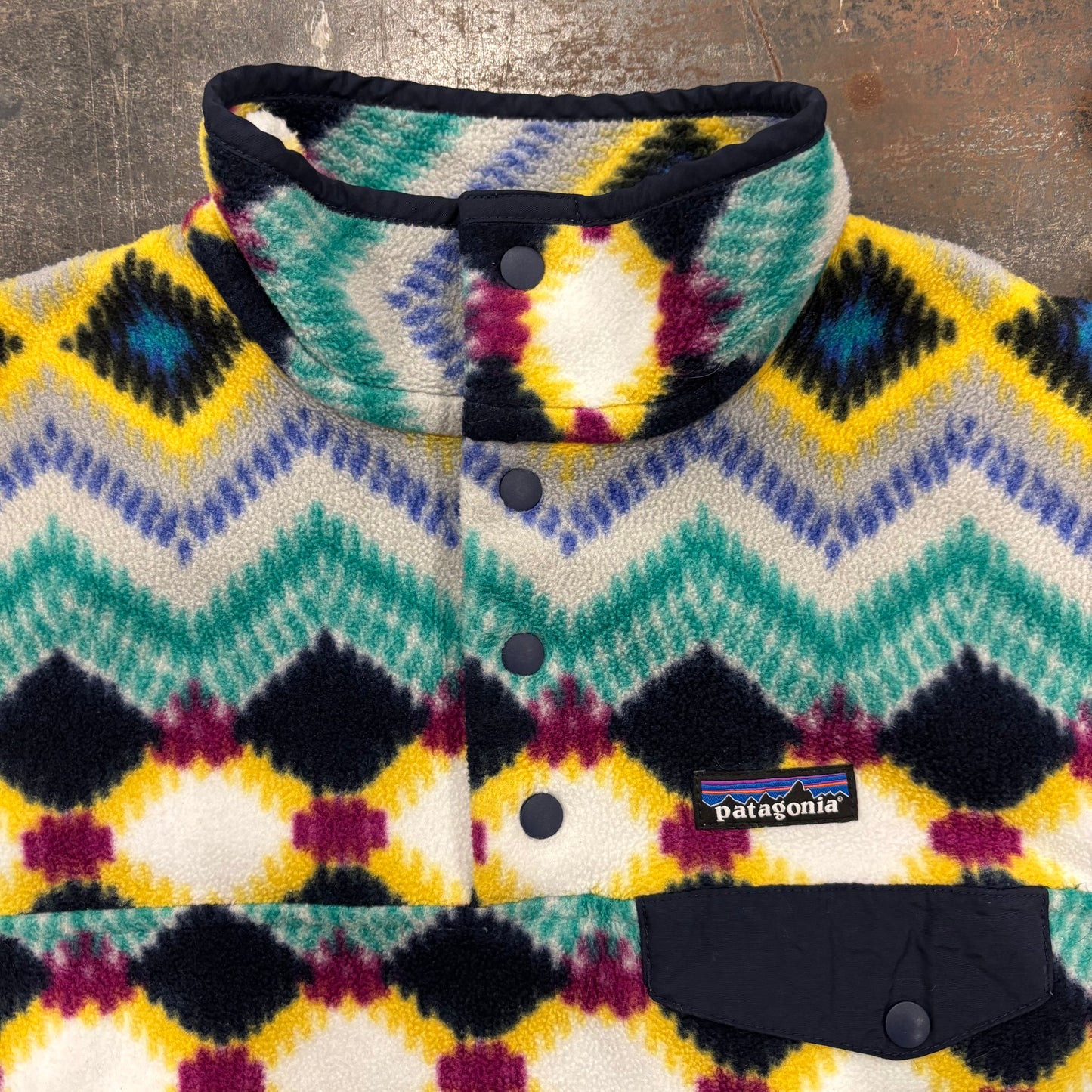 Patagonia パタゴニア スナップT ネイティブ柄 フリース ミントグリーン黄色 S /A8811F-SO