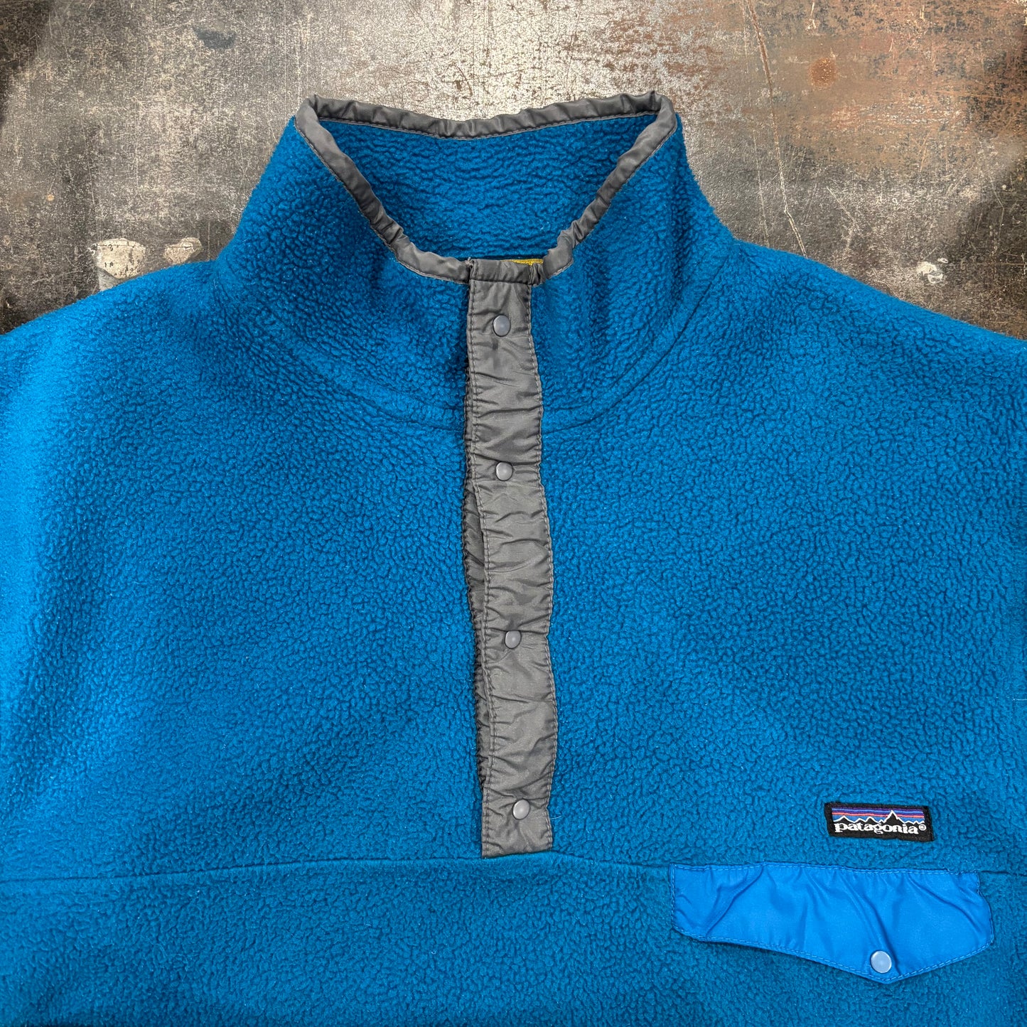 90's Patagonia パタゴニア スナップT フリース ターコイズブルー M /A0756F-SO