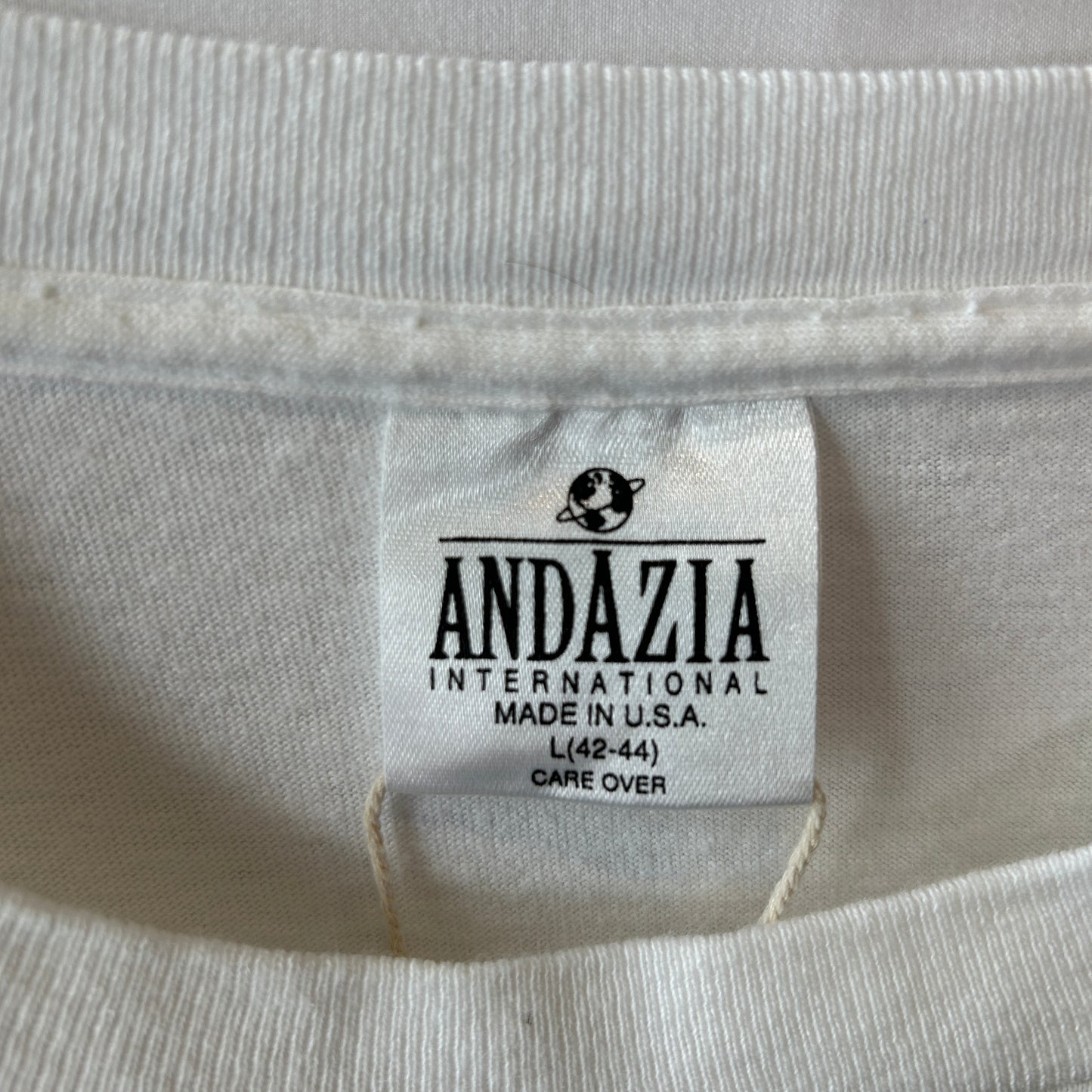 90's M.C.Escher エッシャー アートマルチプリントTシャツ ホワイト ANDAZIA (L)/C1067T-SO