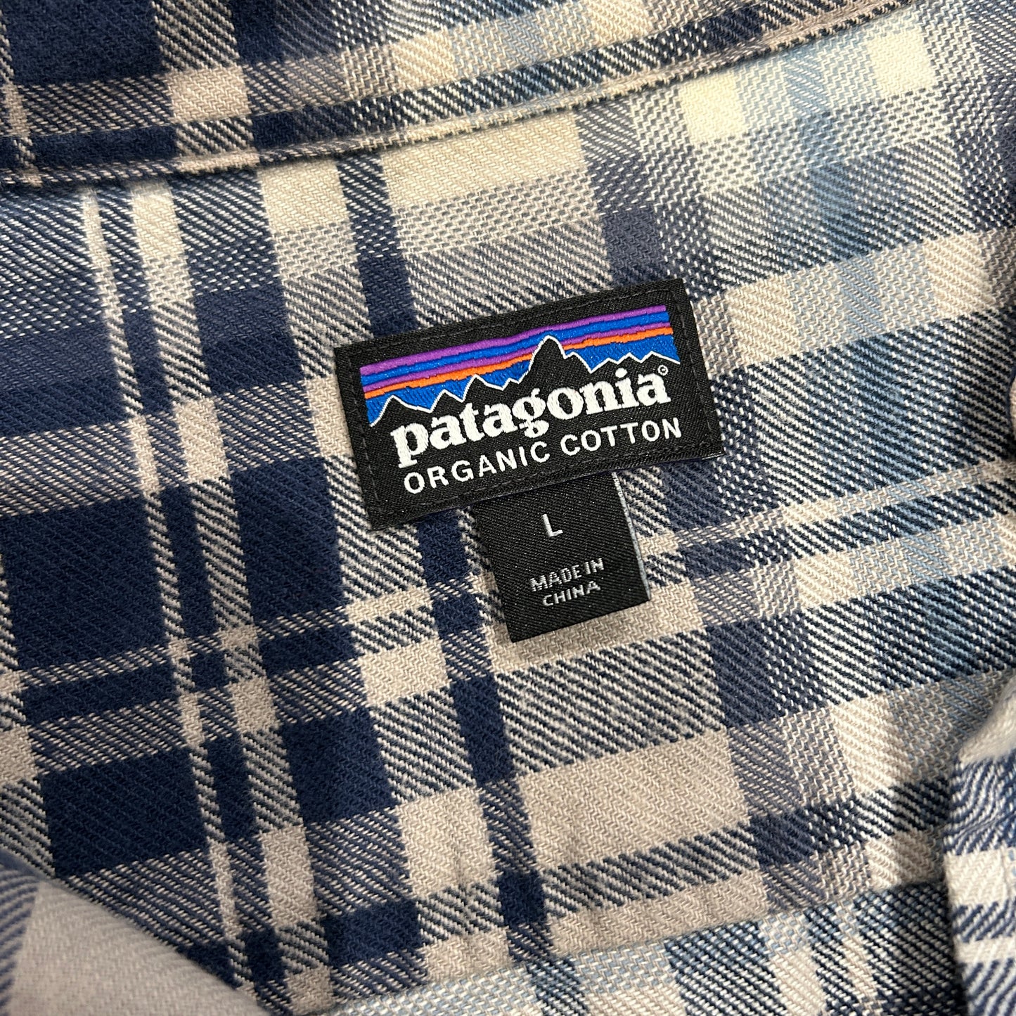 00's Patagonia パタゴニア ライトウェイト　フィヨルドフランネルシャツ 紺白グレー(L)/A8515SH-SO