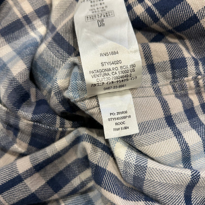 00's Patagonia パタゴニア ライトウェイト　フィヨルドフランネルシャツ 紺白グレー(L)/A8515SH-SO
