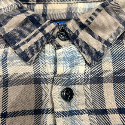 00's Patagonia パタゴニア ライトウェイト　フィヨルドフランネルシャツ 紺白グレー(L)/A8515SH-SO