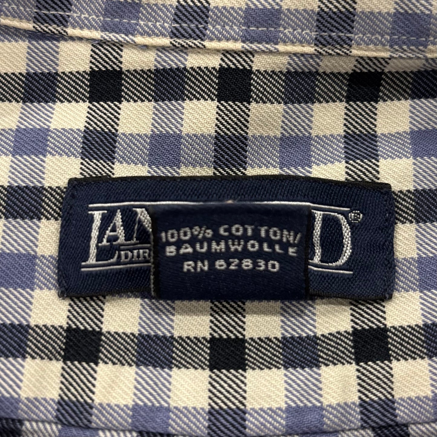 00's LANDS'END ランズエンド チェック ボタンダウンシャツ 青系 (L~XL) /B4139SH-SO