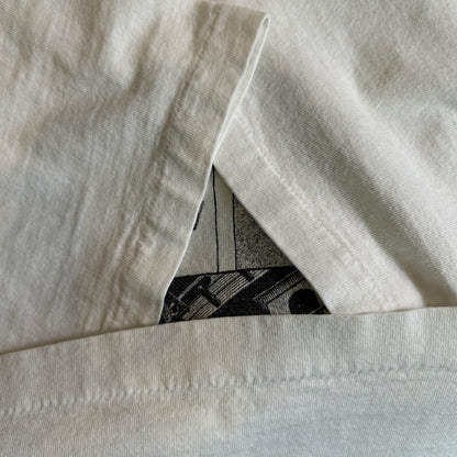 90's M.C.Escher エッシャー アートマルチプリントTシャツ ホワイト ANDAZIA(XL)/C1066T-SO