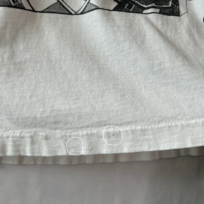 90's M.C.Escher エッシャー アートマルチプリントTシャツ ホワイト ANDAZIA(XL)/C1066T-SO