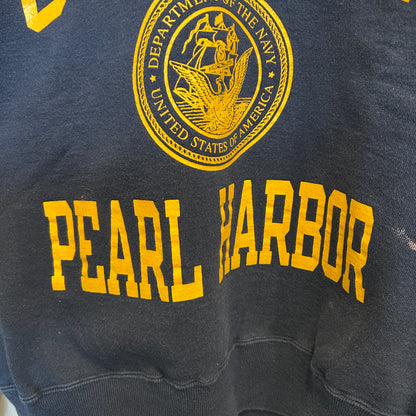 90~00's Champion 米軍 U.S.NAVY 海軍 ”PEARL HARBOR" スウェットシャツ 紺 (M)/B5913S-SO