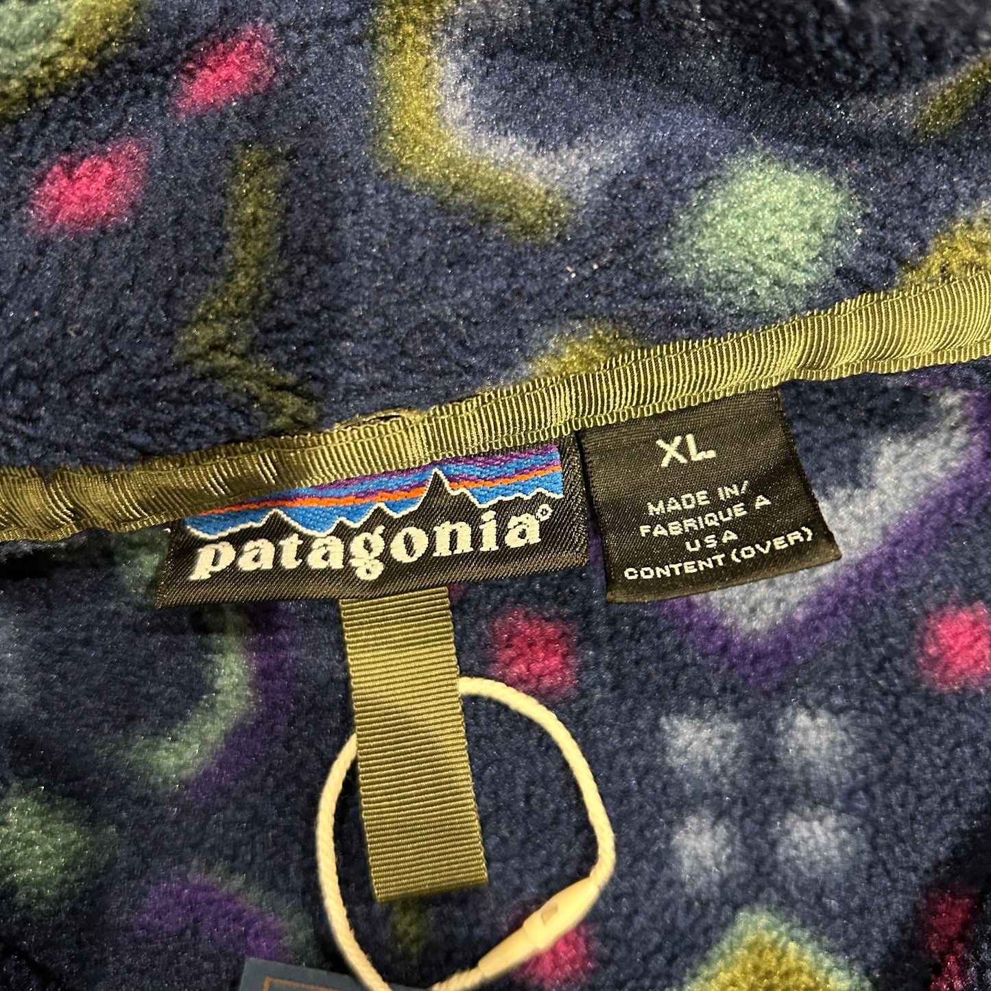 90's Patagonia パタゴニア スナップT タペストリー　総柄フリース インクブルー USA製(XL)/A0759F-SO