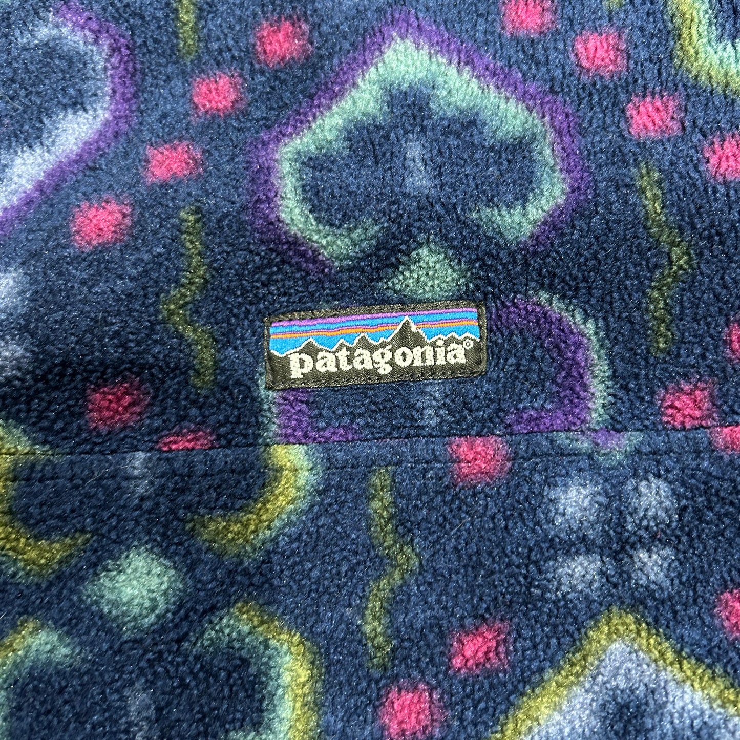 90's Patagonia パタゴニア スナップT タペストリー　総柄フリース インクブルー USA製(XL)/A0759F-SO