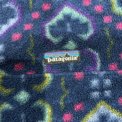 90's Patagonia パタゴニア スナップT タペストリー　総柄フリース インクブルー USA製(XL)/A0759F-SO